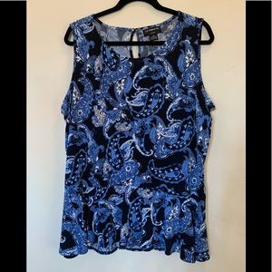 Liz Claiborne Blue Plus Size Sleeveless Blouse with Ruffle - OX
